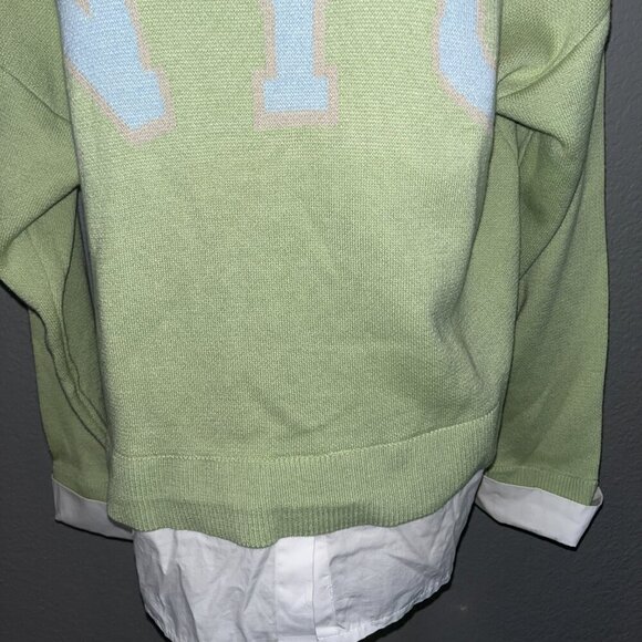 ANTHROPOLOGIE MAEVE NYC Graphic Twofer Sweater NEW WITH TAGS  Oversized - XS - Picture 4 of 14